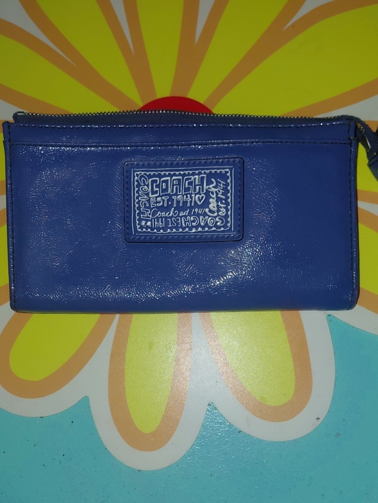 Coach Handbags - Coach Patent Leather Wristlet in Bright Blue